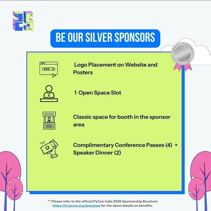 Benefits of Silver Tier Sponsorship at PyCon India 2025.