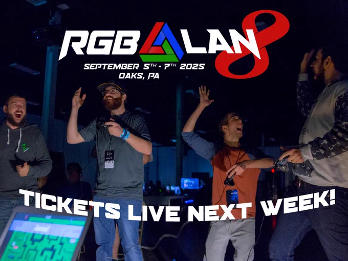 RGB LAN 8 is an amazing Lan and Gaming event that is happening September 5th to 7th which supports charities local to Oaks, PA.

Learn more at www.rgblan.org