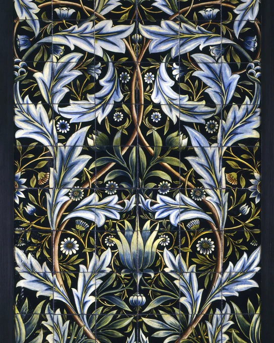 The Membland Hall architect commissioned William Morris tiles, painted by William de Morgan, a rare collaboration between two creative geniuses. ca. 1876. England.

Tap the link in our bio to see more of William De Morgan’s work in our collection.

Image description:
Tile panel, hand painted with a pattern of flowers and foliage.