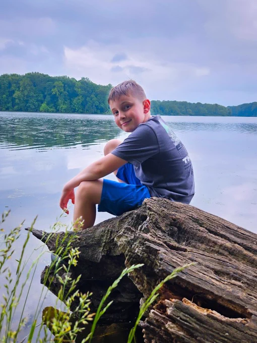Oliver resting by the lake