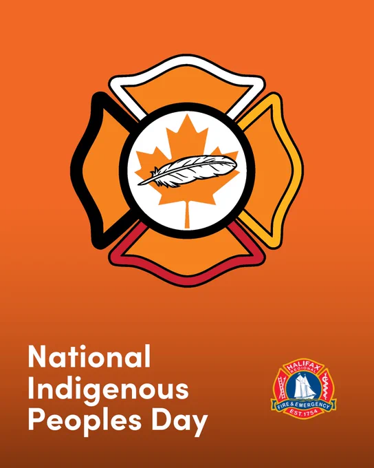 The HRFE Orange Shirt logo. The Halifax Regional Fire & Emergency logo is in the lower right-hand corner, and the text reads "National Indigenous Peoples Day."