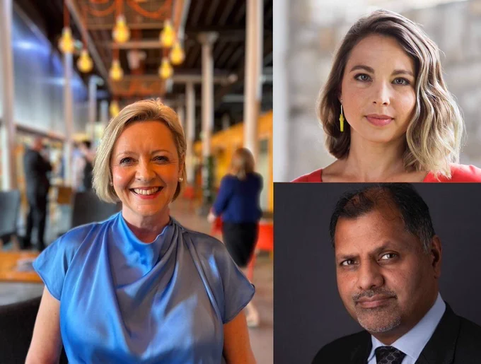 Photo montage of three profile shots - two women and one man. 