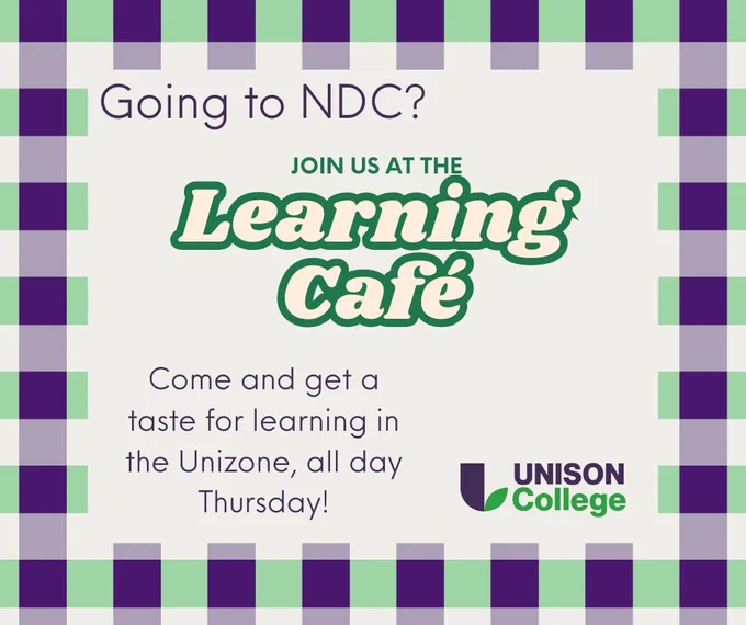 Going to NDC? Join us at the Learning Café! Come and get a taste for learning in the Unizone, all day Thursday!