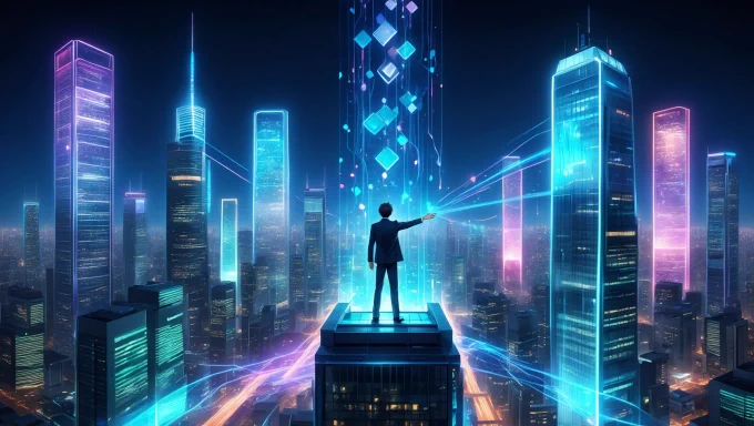 An anime-style futuristic cityscape illuminated by streams of real-time data flowing through its core. Each skyscraper represents a different application, connected by vibrant lines of light symbolizing WebSocket connections.