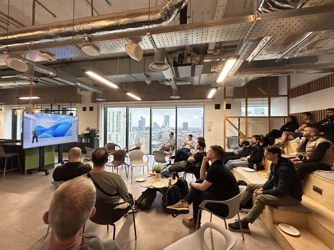 NSManchester Meetup watching WWDC '25 Keynote