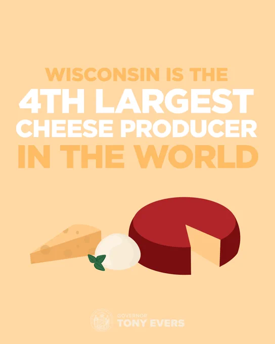 Graphic with cheese on it that reads "Wisconsin is the 4th largest cheese producer in the world"