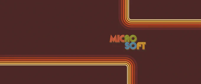 Microsoft 1975 Retro logo wallpaper for desktop devices. Resolution is 3440x1440, but optimized for use at 1920x1080