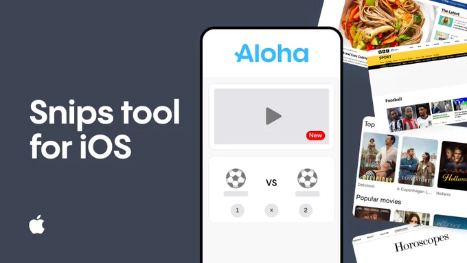 Your web, your rules! 👑 Introducing Snips on Aloha Browser for iOS. Easily track specific parts of any page (news, scores, prices!) and get updates when you want them. Say goodbye to algorithmic chaos.