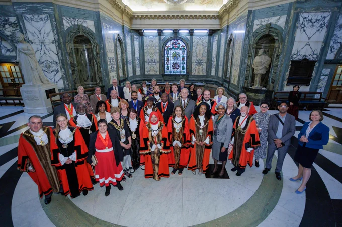 The London Mayors photographed at the London Borough Mayors' Service at St Paul's Cathedral 
