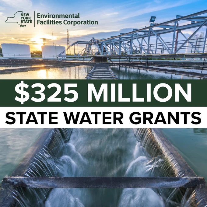 $325 million, state water grants, with EFC logo on a graphic overlay of a wastewater treatment tank