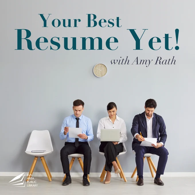Your best resume yet with Amy Rath image is of a group of people sitting on chairs against a wall looking through files and using a laptop