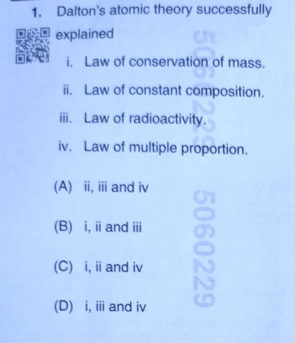 Dalton's atomic theory, proposed in 1803, successfully explained several laws of chemical combination, including the law of conservation of mass, the law of constant proportions, and the law of multiple proportions. It laid the foundation for modern chemistry by explaining that matter is composed of indivisible and indestructible particles called atoms. 