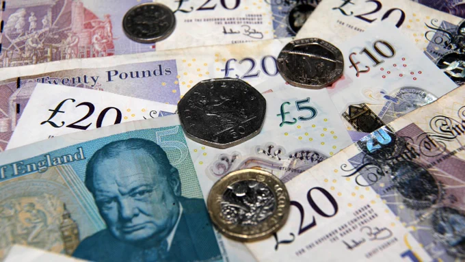 Banknotes and coins.