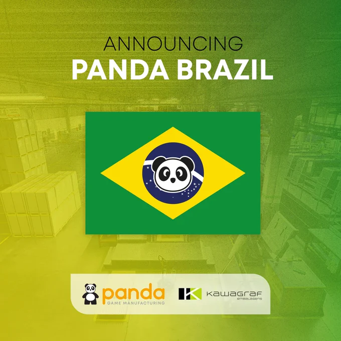 A graphic that reads "Announcing Panda Brazil". Underneath is the flag of Brazil with the Panda mascot in the center. Below that are the company logomarks for Panda and Kawagraf.