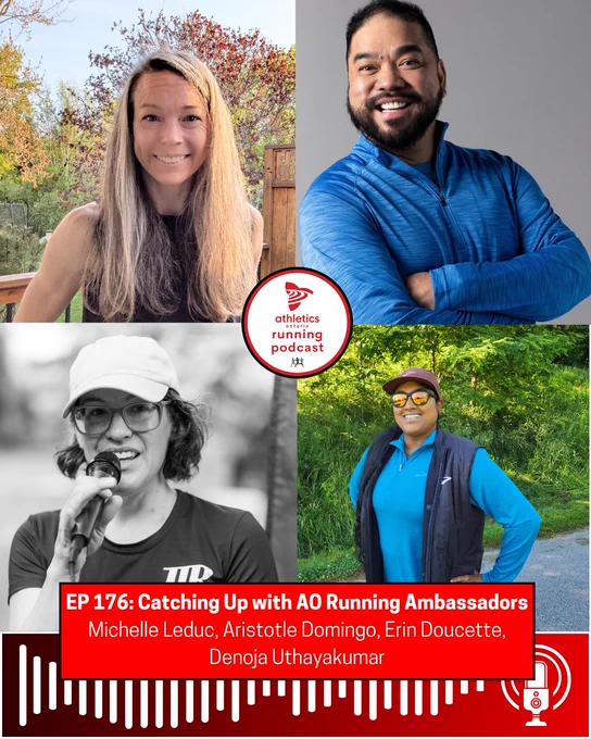 Ever wonder what sparks a movement? In the Athletics Ontario Running’s latest episode, they talk with the incredible Athletics Ontario Running Ambassadors: Aristotle Domingo, Erin Doucette, Michelle Leduc, and Denoja Uthayakumar! 📷 These aren't just runners; they're the heart of Ontario's road & trail community, fuelling its growth with pure passion. They dive deep into their drive, how they're igniting a vibrant running culture, and their vision for the future. Get ready to be inspired, motivated, and energized for your next run! Whether you're a seasoned pro or just lacing up, this conversation is for YOU. Listen here: https://athleticsontario.ca/road-trail-running/athletics-ontario-running-podcast/