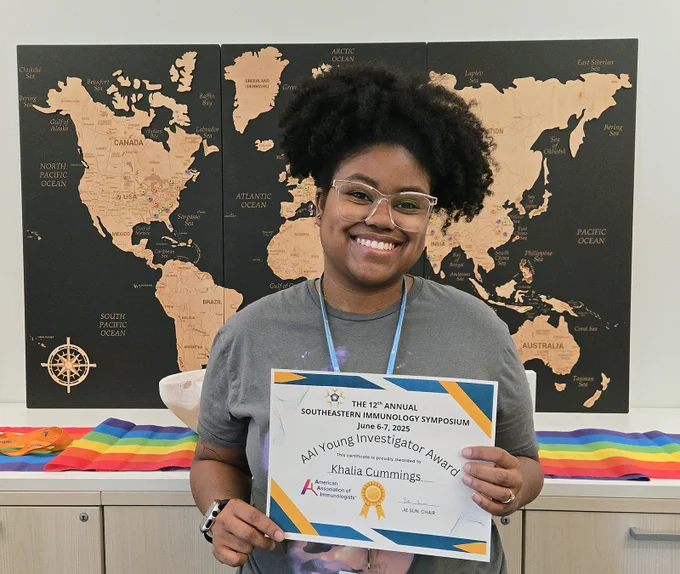 Woman with award