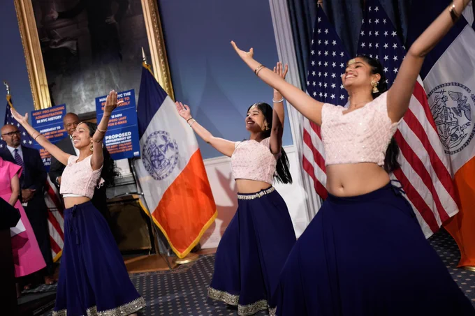 Ajna Dance performs at City Hall. 