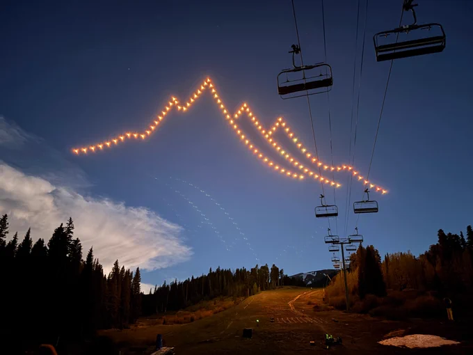 Mountains displayed by drones