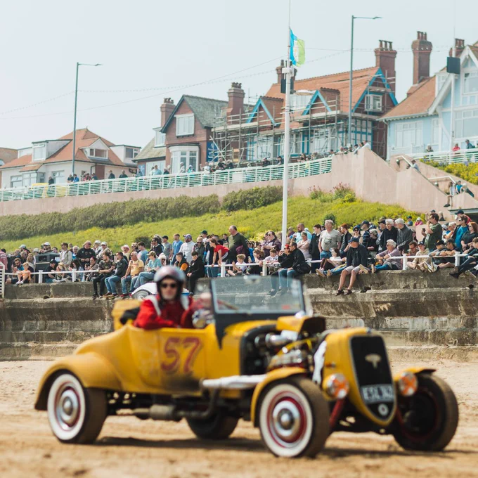 Crowds watching the action on Bridlington's south beach at Race the Waves
