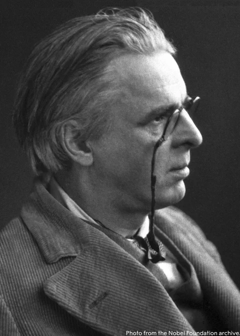 A black and white portrait of W.B Yeats