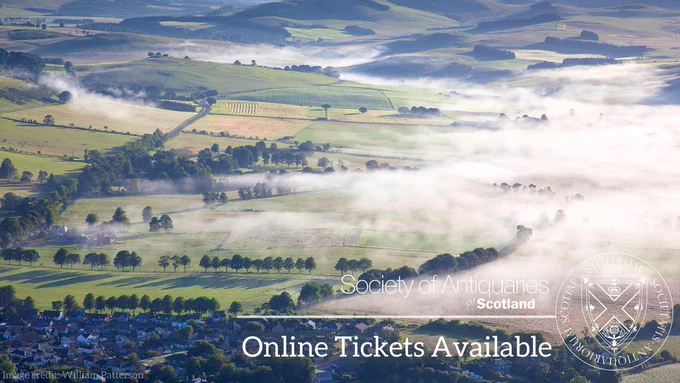 Rolling hills with mist. The text "Online Tickets Available" is visible 