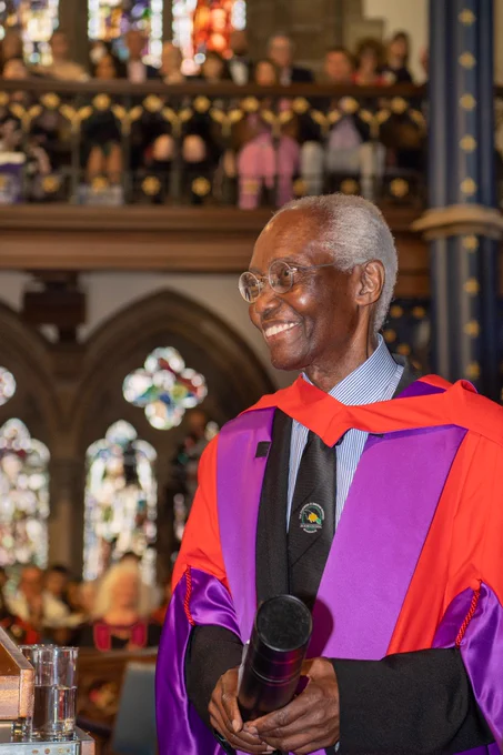 Sir Geoff Palmer receiving an honorary degree in the Bute Hall at the University of Glasgow.