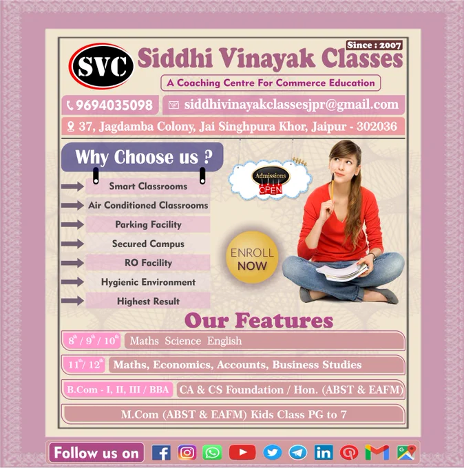 #svc #siddhivinayakclasses #commerce #coachingclasses #education #coaching #tutionclasses #classes #students #commerceclasses #bestcoaching #accounts #commercesubjects #ca #exams #admissionopen #cs #jaisinghpurakhor #khor #jaipur #rajasthan
