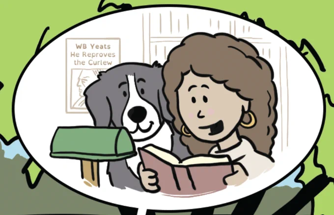 He Reproves the Curlew, a WB Yeats poem in background of comic "Answering the Curlew's Call"
