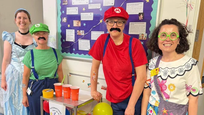 People in costume for International Day of Play at Royal Brompton Hospital 