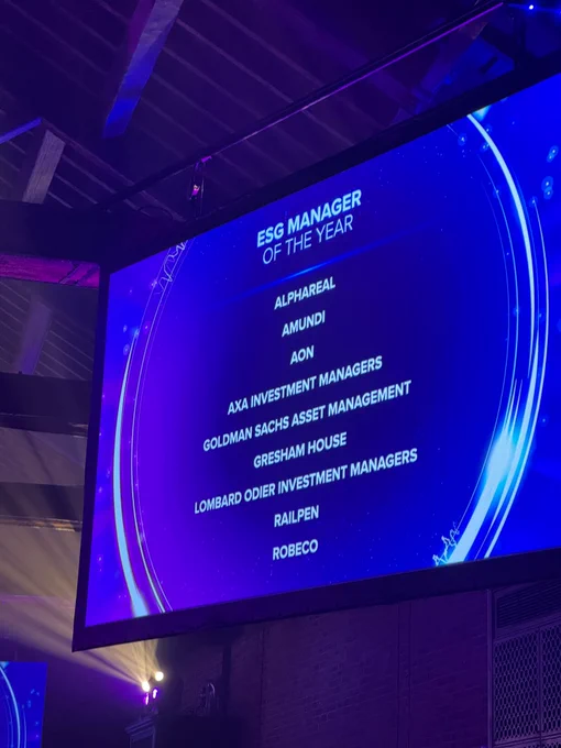 ESG Manager of the Year shortlist projected on screen