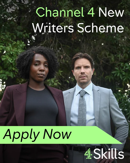 Characters from Channel 4 drama 'Get Millie Black'. Text reads: Channel 4 New Writers Scheme: Apply now.