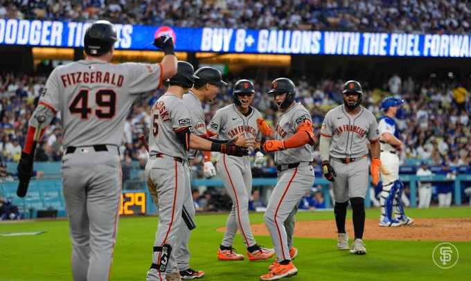 The Giants celebrating Casey's grand slam