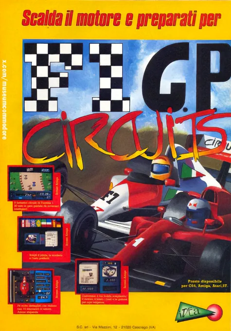 1991 Italian Commodore 64 / Amiga advertisement for F1 GP Circuits.