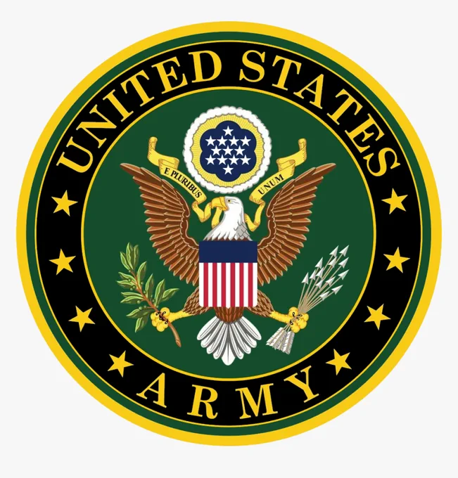 Official seal of the United States Army, featuring an eagle with a shield, a banner reading "E Pluribus Unum," and surrounded by a gold ring with stars and the text "United States Army."