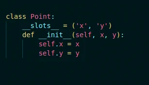 Your Python class doesn’t need a whole __dict__ if its attributes are fixed.

Use __slots__ and thank me later
🔹 Less memory
🔹 Faster attribute access
🔹 No accidental attributes
It's like @dataclass(frozen=True), but for people who read docs.