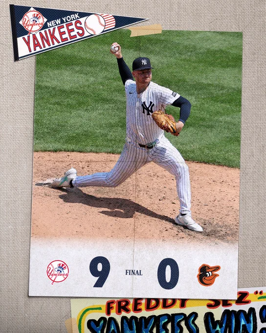 FINAL: Yankees 9, Orioles 0. 