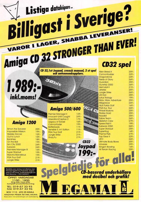 1995 Swedish Commodore Amiga CD32 advertisement