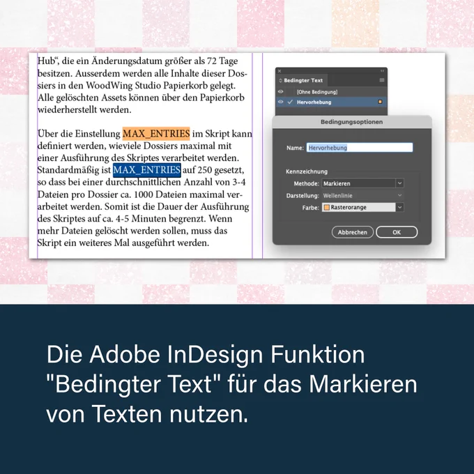 Palette Bedingter Text von Adobe InDesign zum Markieren von Text