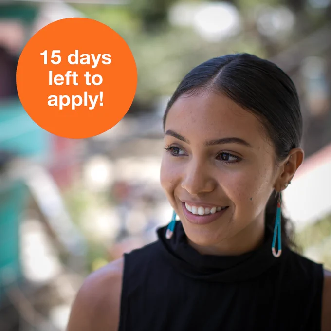 Photo of student, text: 15 days left to apply!