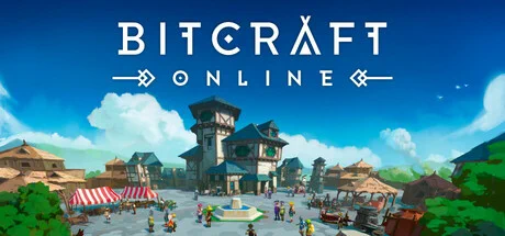 Key Art for BitCraft Online showing a bustling market place filled with people. 