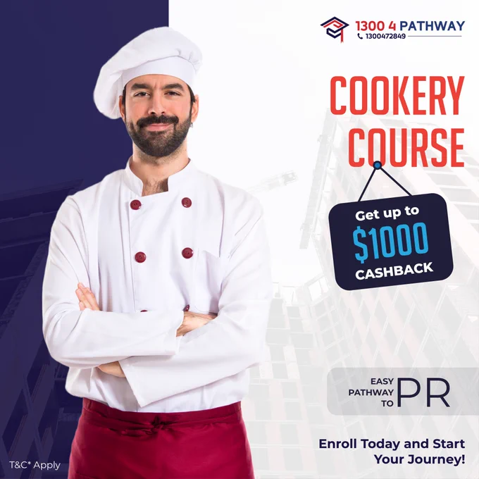 🔥 Love Cooking? Make it a Career in Australia
👨‍🍳 Enroll in a Cookery Course

💰 Get up to $1000 Cashback
🛤️ Easy PR Pathway

Start your journey today

👉Talk to one of our friendly consultants for more info.
📞Call Now on: 𝟏𝟑𝟎𝟎𝟒𝟕𝟐𝟖𝟒𝟗

📆Book an Appointment for a Consultation: https://www.pathwayeducation.com.au/book-appointment/

🏢 Pathway Education & Visa Services - Head Office
🏛 Suite 5-14, 365 Little Collins Street, VIC 3000
☎ Call us at 𝟏𝟑𝟎𝟎𝟒𝟕𝟐𝟖𝟒𝟗 or 𝟎𝟑𝟗𝟎𝟎𝟖𝟔𝟑𝟖𝟎
📞 Reach us at  𝟔𝟏𝟒𝟎𝟎𝟎𝟗𝟎𝟕𝟗𝟖 or  𝟔𝟏𝟒𝟎𝟏𝟔𝟔𝟏𝟒𝟖𝟏
📧 Email us at inquiry@pathwayeducation.com.au
🌐 Visit our website: https://www.pathwayeducation.com.au
✅ MARN: 2318164
🌟 Education | Migration | Professional Year

#Cookery #Cookerycourse #Chef #CookeryCourse #StudyInAustralia #AustraliaStudentVisa #CashbackOffer #PathwayToPR #Migrationexpert #Visaservices #Migration #migrationagent #migrationserviceinmelbourne