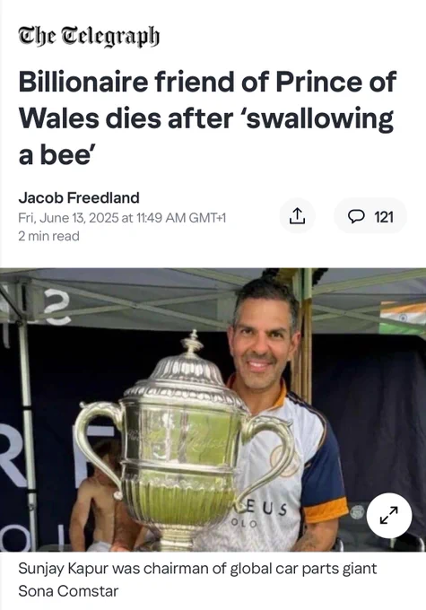 Billionaire friend of Prince of Wales dies after ‘swallowing a bee’