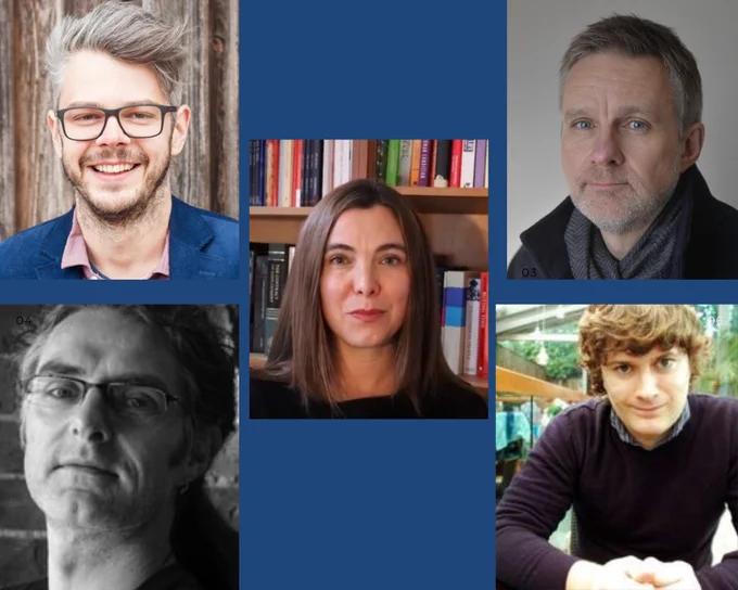 Photos of the five professors awarded ERC grants - Professor Steve Brewster,  Professor Adam Carter, Professor Ruth Dukes,  Professor Fergus McNeill and Professor Simon Hanslmayr.