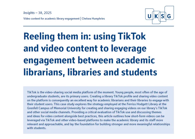 TikTok is the video-sharing social media platform of the moment. Young people, most often of the age of undergraduate students, are its primary users. Creating a library TikTok profile and sharing video content on the platform is consequently an excellent way for academic librarians and their libraries to engage with their student users. This case study explores the strategy employed at the Ferriss Hodgett Library at the Grenfell Campus of Memorial University for creating and sharing engaging videos on our library’s TikTok and other social media channels. Providing a critical evaluation of TikTok use and discussing themes and ideas for video content alongside best practices, this article outlines how short-form videos can be leveraged via TikTok and other video-based platforms to make the academic library and its staff more relevant and approachable, and lay the foundation for building stronger and more meaningful relationships with students.