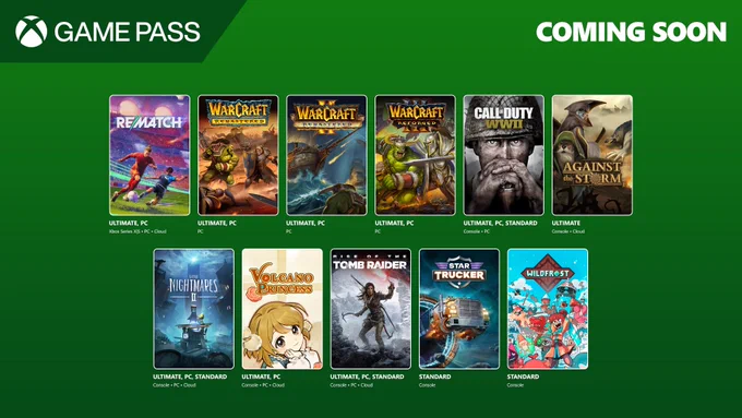 Rematch, Warcraft: Remastered, Warcraft II: Remastered, Warcraft III: Reforged, Call of Duty: WWII, Against the Storm, Little Nightmares II, Volcano Princess, Rise of the Tomb Raider, Star Trucker, and Wildfrost are coming soon to Xbox Game Pass.