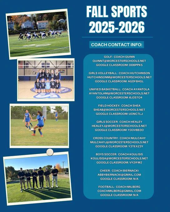 Fall sports schedule information