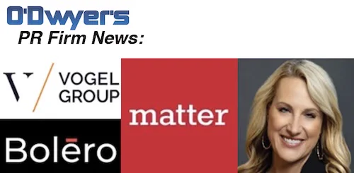 Vogel Group, a DC-headquartered government affairs and consulting firm, forms a strategic partnership with Montreal-based public affairs firm Boléro Stratégies... Matter Communications launches project-based offerings for B2C companies looking to increase brand awareness and visibility... Tucker/Hill, a Tampa-based PR and public affairs firm, opens a new office in Orlando.