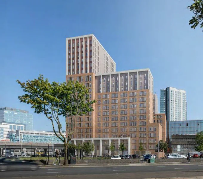 Computer generated image of new purpose built managed student accommodation on Corporation Street