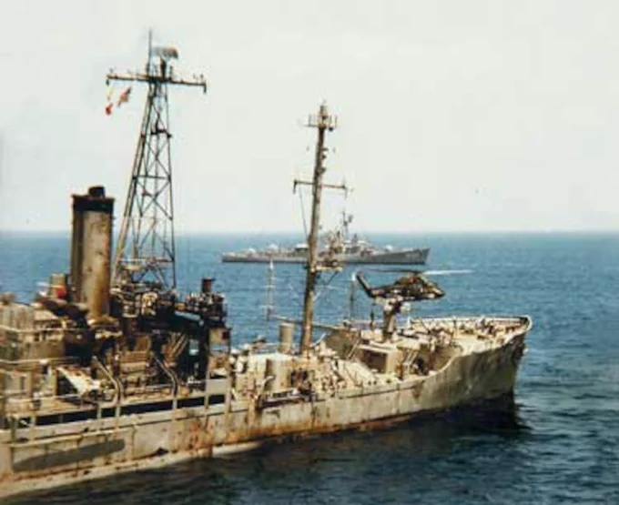 The USS Liberty after the attack. 