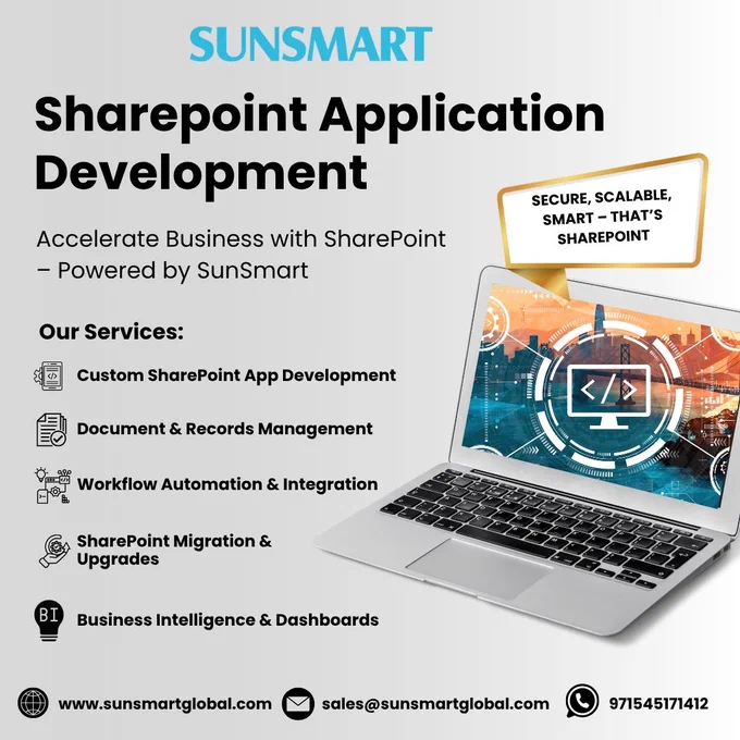 📂 Build smarter, faster, and secure workspaces.
SunSmart’s SharePoint solutions streamline workflows, document management, and team collaboration.

#SharePointDevelopment #DigitalWorkspace #WorkflowAutomation #DocumentManagement #SunSmartGlobal